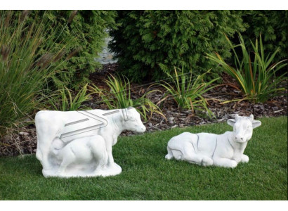 Décoration de vache de jardin en pierre Statue de décoration de patio Sculpture